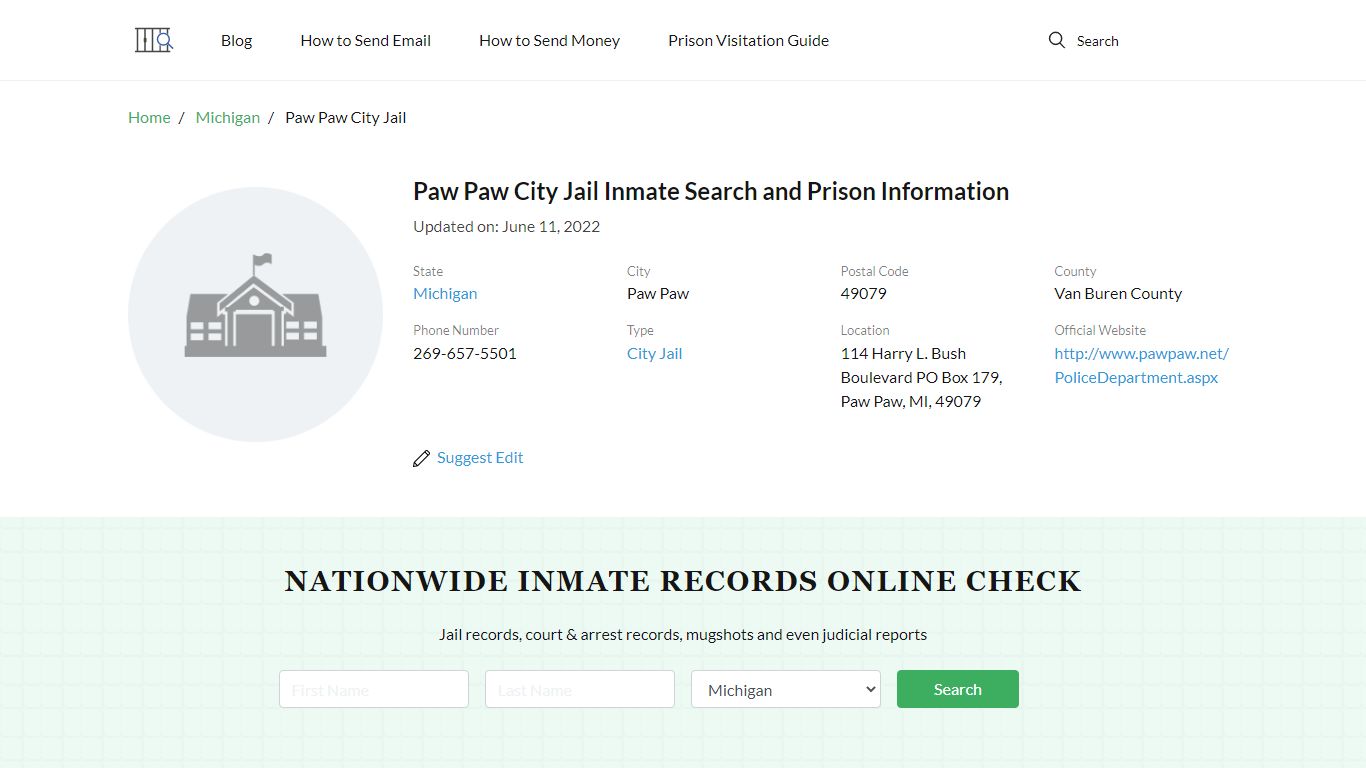 Paw Paw City Jail Inmate Search, Visitation, Phone no ...