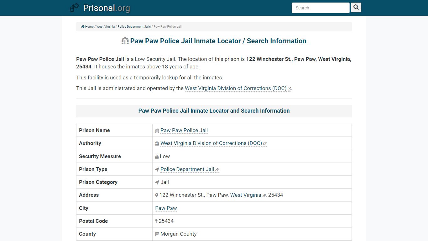 Paw Paw Police Jail-Inmate Locator/Search Info, Phone, Fax ...